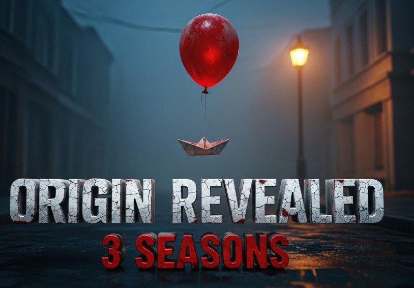 Bill Skarsgard as Pennywise clown smiling menacingly in dark sewer