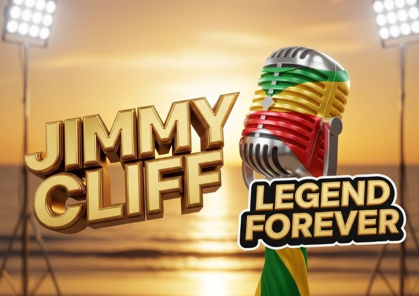 Jimmy Cliff singing on stage microphone