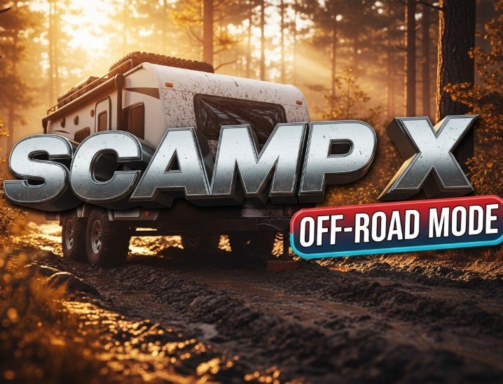Scamp X off road fiberglass travel trailer in dirt