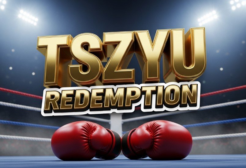 Tim Tszyu boxing gloves spotlight ring canvas background