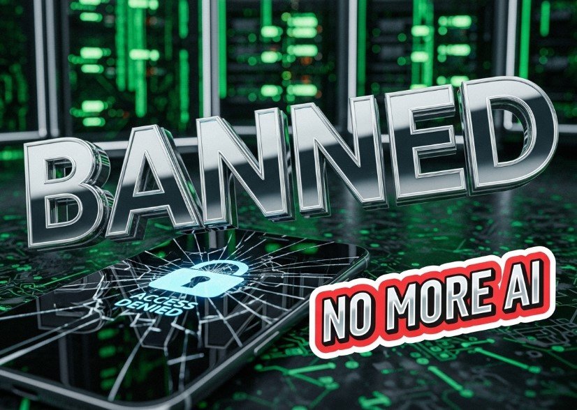 WhatsApp logo on smartphone screen with digital lock and broken connection chains