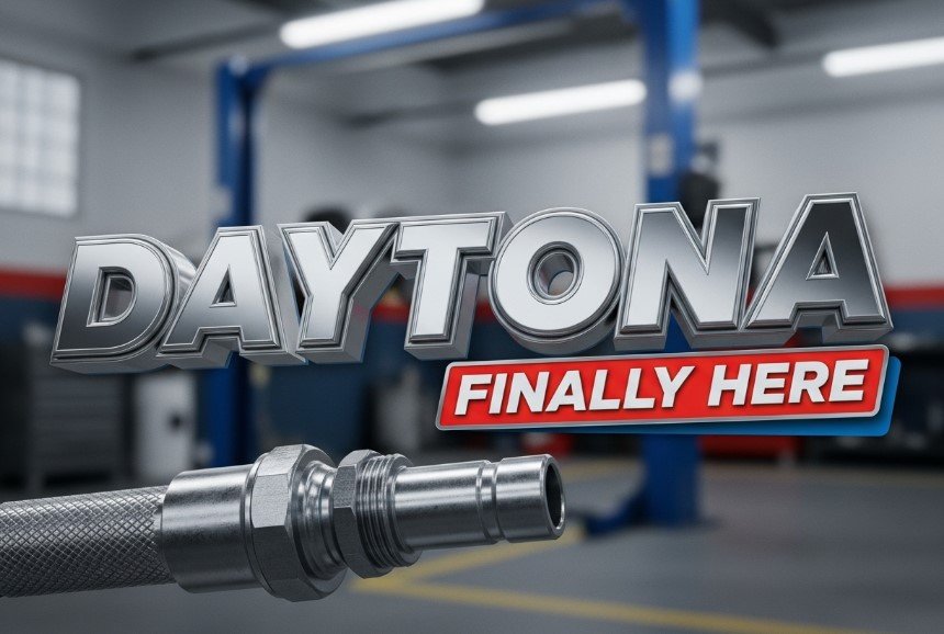 red daytona pinch weld adapter on floor jack saddle