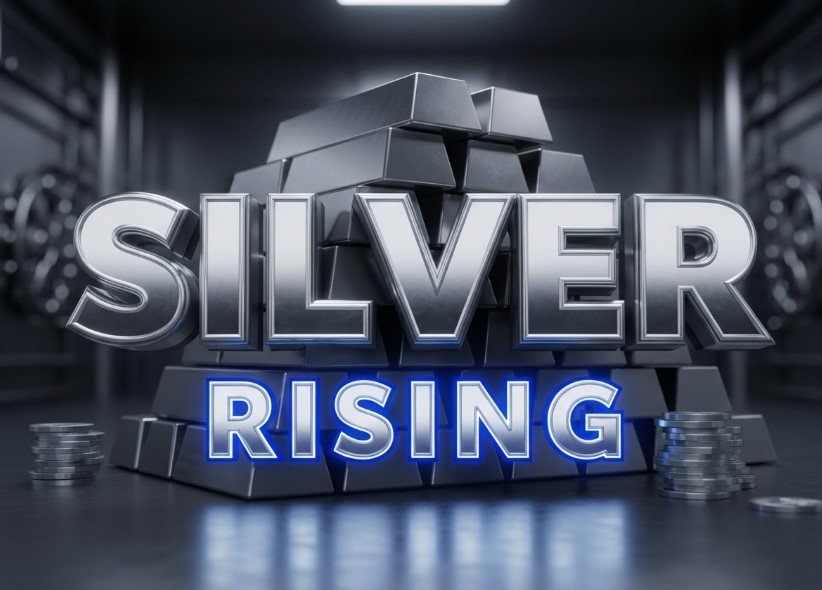 silver bullion bars stacked with financial charts background