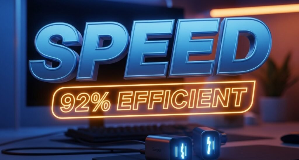 Baseus 45W USB-C fast charger dual pack white background