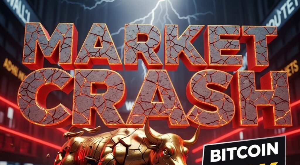 Bitcoin price chart crashing red bearish candle crypto market crisis