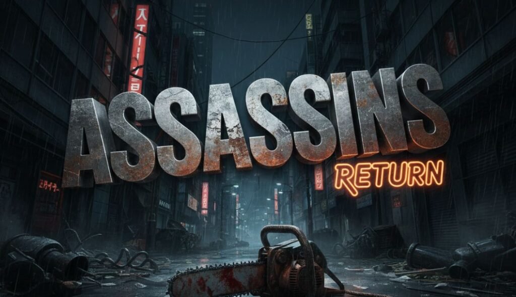 Chainsaw Man Denji revving chainsaw in dark city alleyway