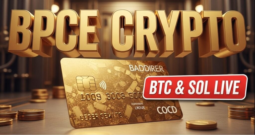 Groupe BPCE mobile banking app displaying Bitcoin and Solana trading interface