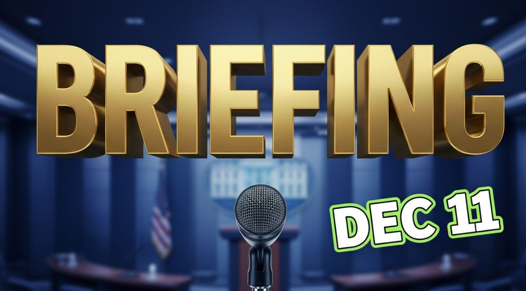 Karoline Leavitt White House press briefing podium microphone December 2025