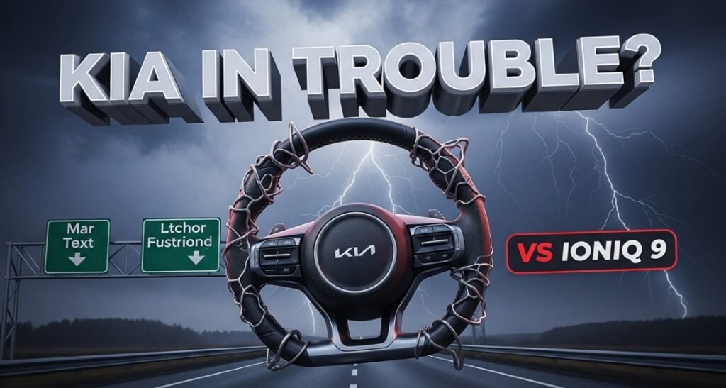 Kia EV9 electric SUV driving on modern city highway