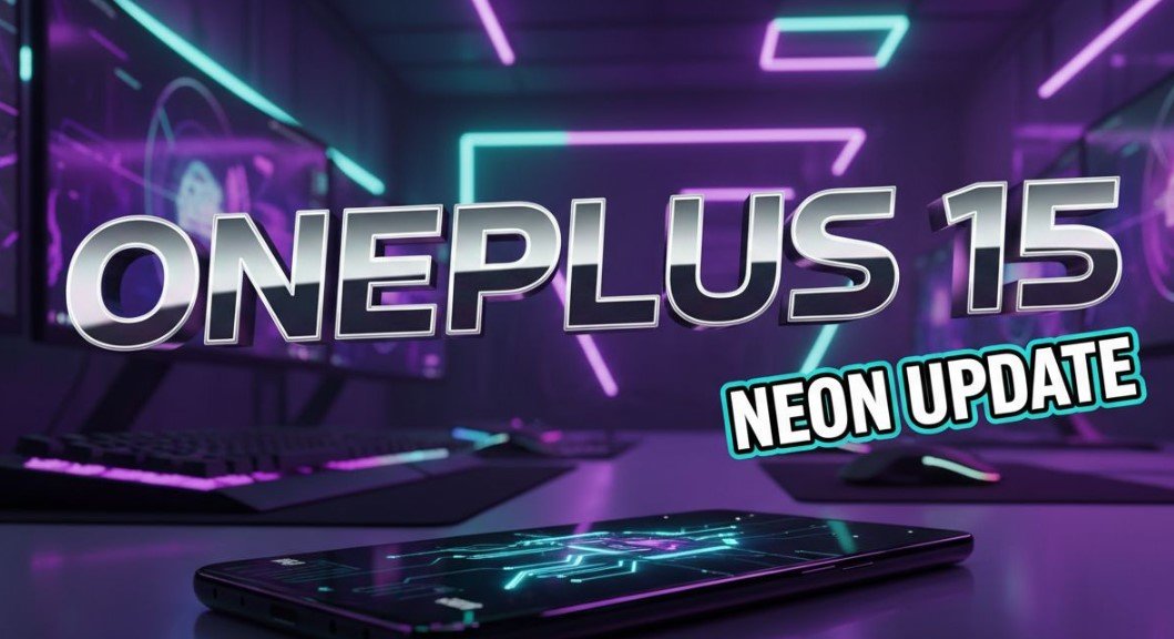 OnePlus 15 smartphone running OxygenOS neon filter update and bypass charging menu