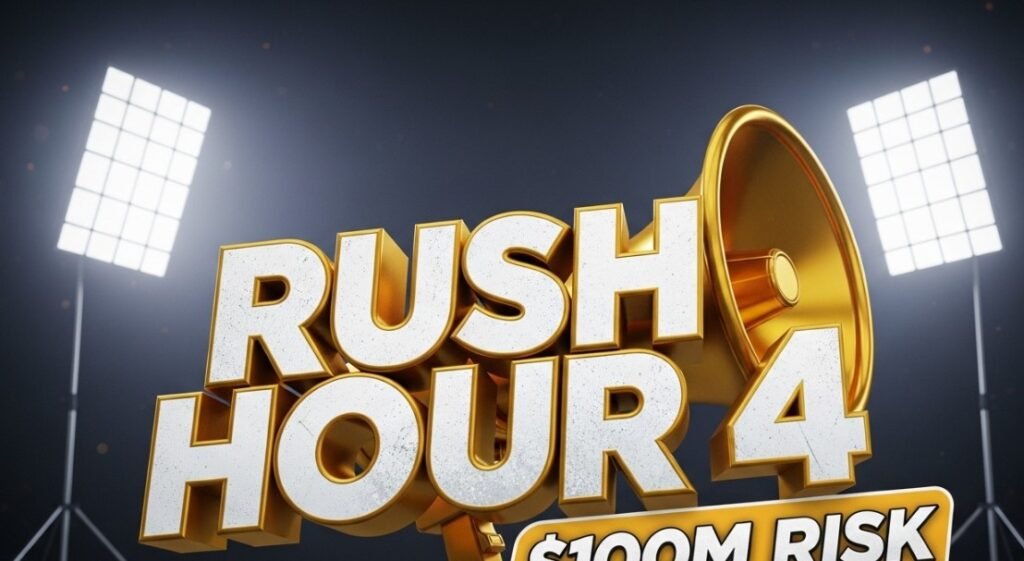 Rush Hour 4 movie clapboard with one hundred million dollar bills