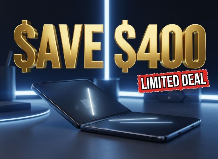 Samsung Galaxy Z Fold 6 unfolded displaying multitasking apps on amazon deal