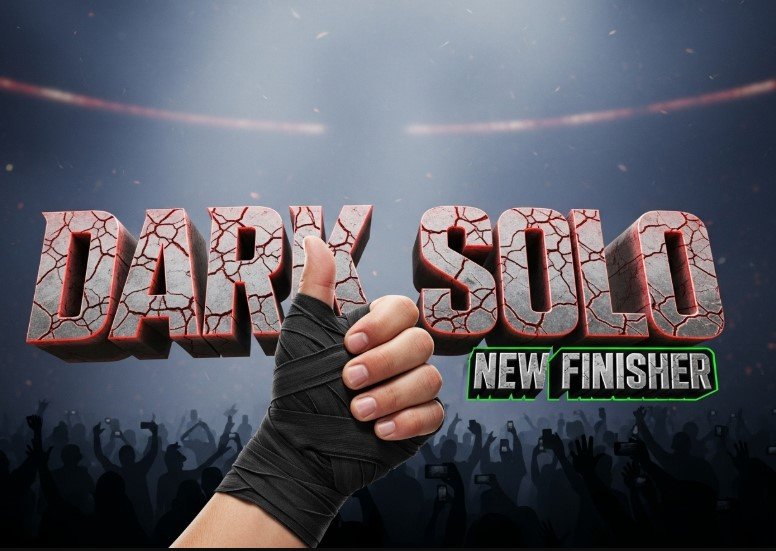 Solo Sikoa performing Sister Abigail wrestling move in ring fog