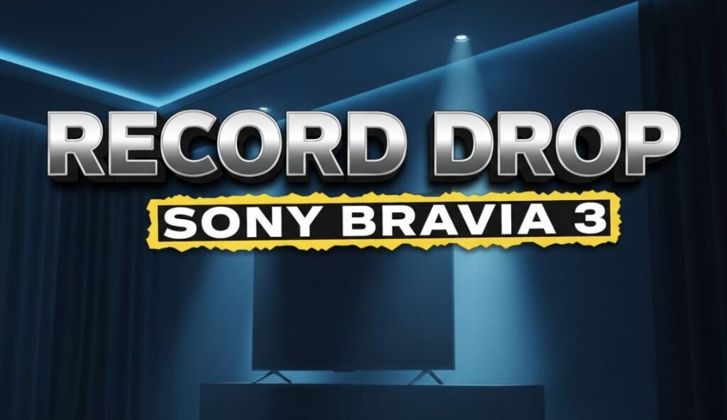 Sony Bravia 3 85 inch TV displaying colorful abstract art in living room