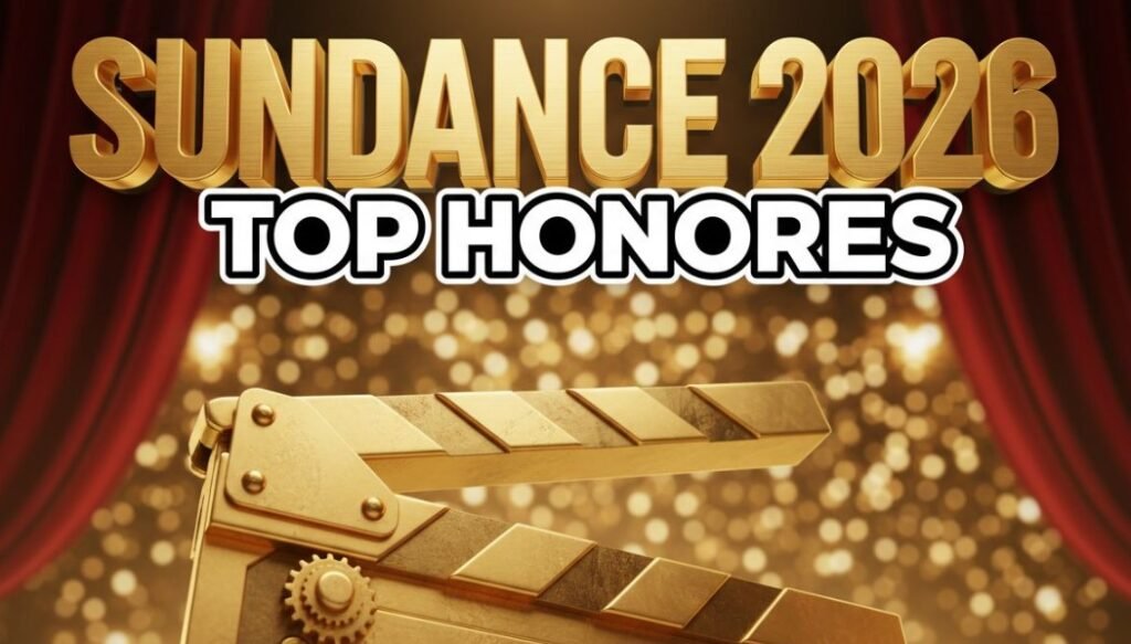 Sundance Film Festival 2026 awards gala stage golden clapperboard