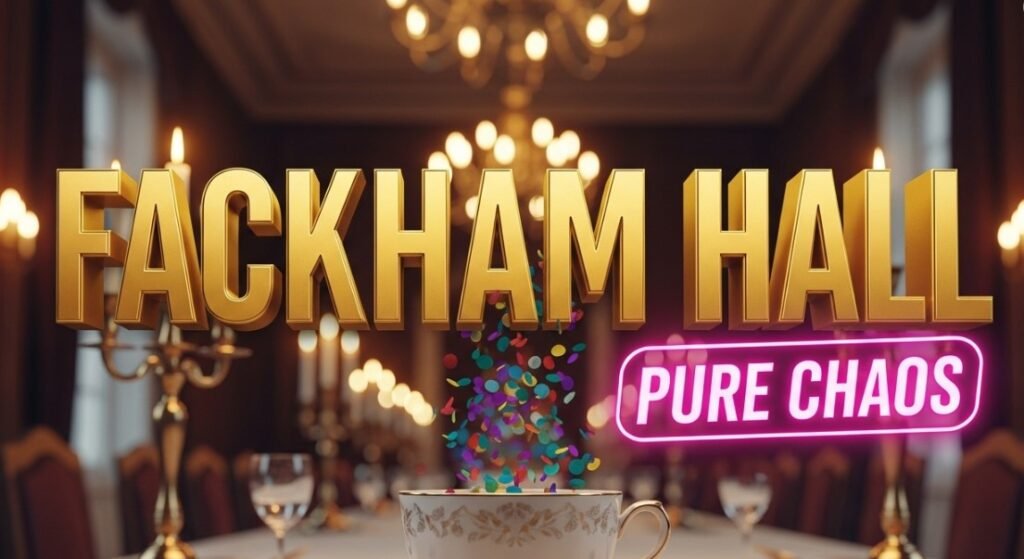 Thomasin McKenzie Fackham Hall period costume comedy scene