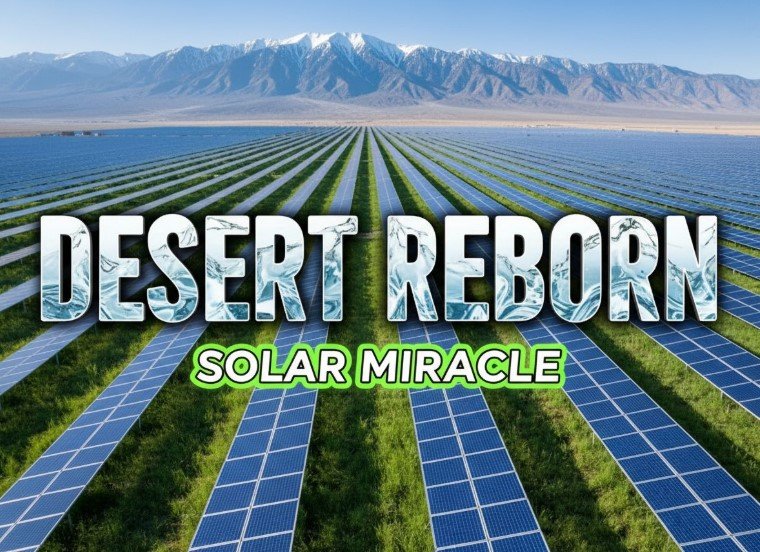 aerial view of solar panels in qinghai desert with grass growing underneath