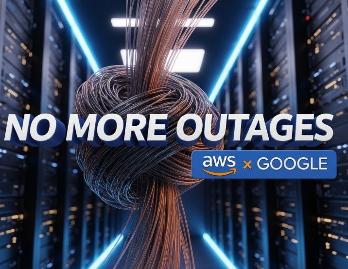 amazon aws and google cloud server room ethernet cables