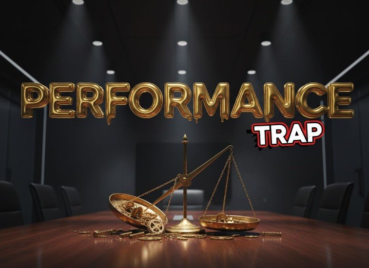  broken gold justice scale on dark office desk concept