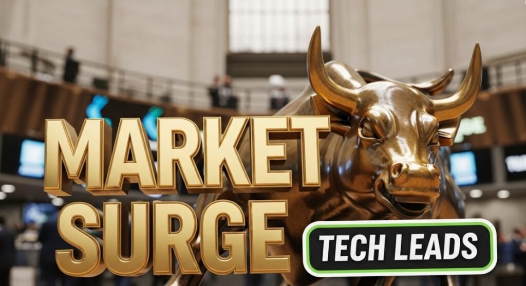 bullish stock market chart with digital technology background