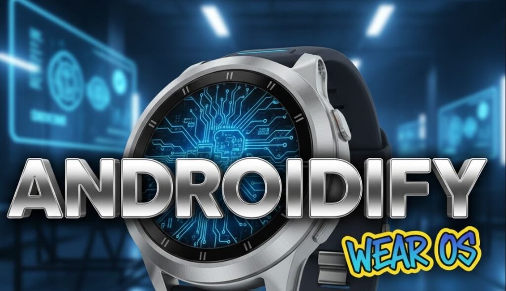 custom green android robot avatar on smart watch screen
