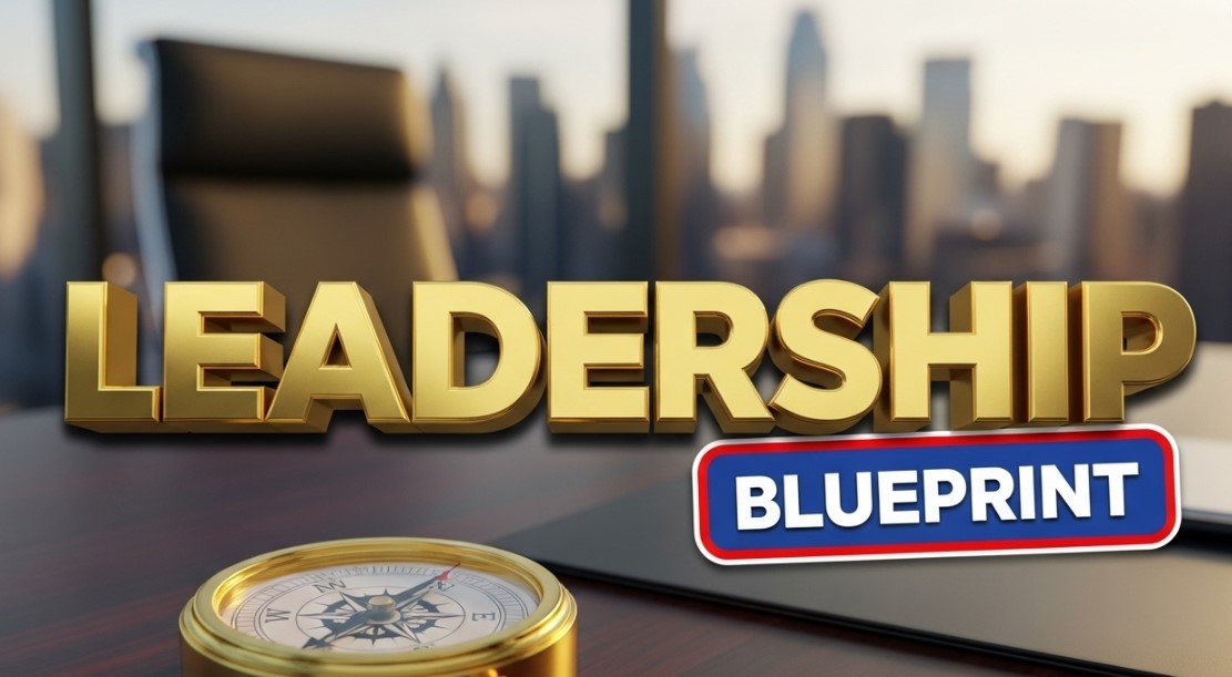 golden compass on mahogany office desk symbolizing business leadership direction