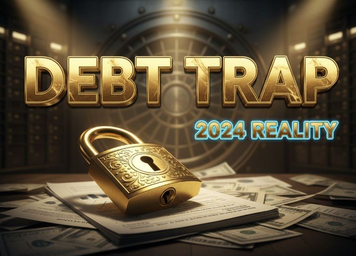  golden padlock on stack of hundred dollar bills