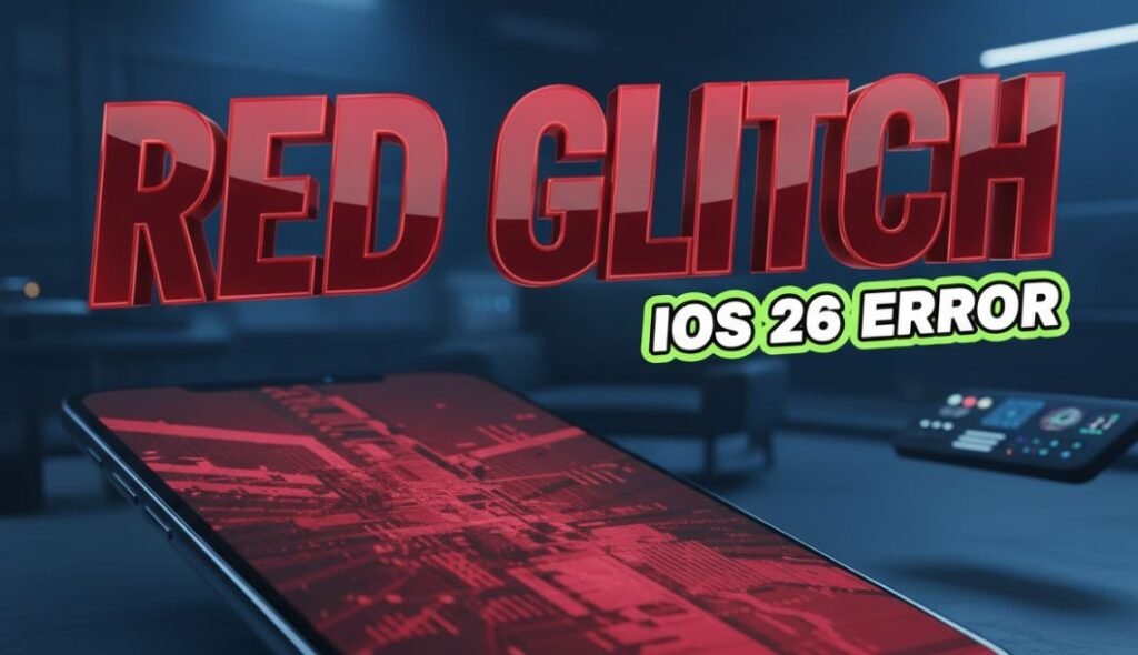  iPhone screen displaying red tinted photo glitch