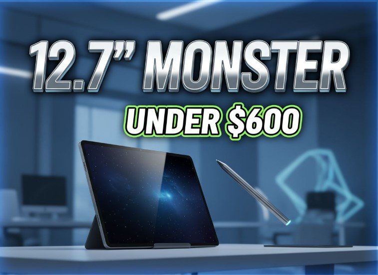 lenovo tab p12 with keyboard and pen on desk