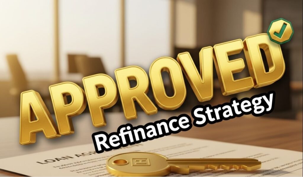 mortgage refinance application approval stamp on document