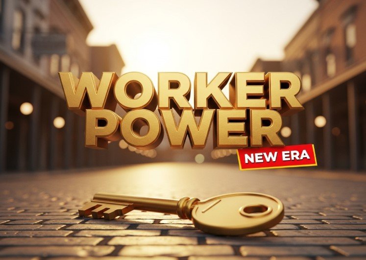  older business owner handing keys to young diverse employee group