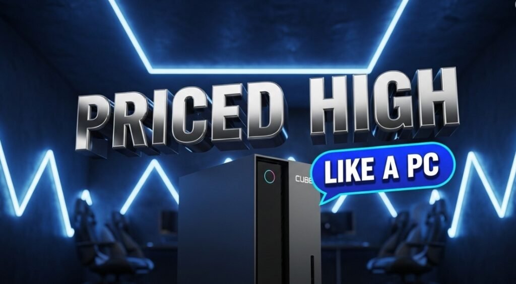 steam machine desktop computer dark room blue light