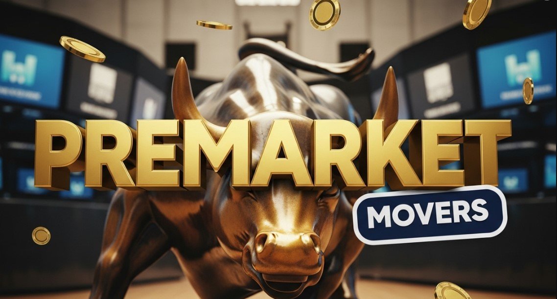 stock market premarket trading chart and digital bull
