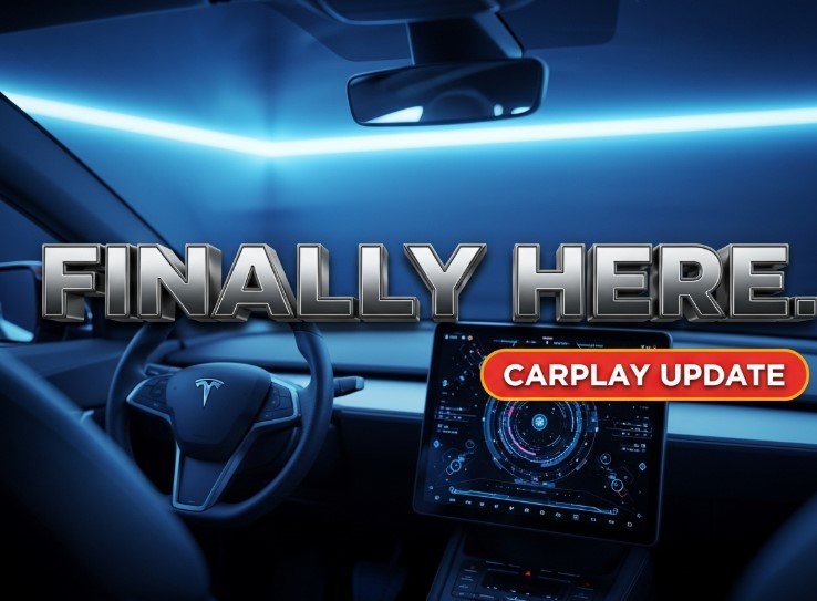 tesla dashboard screen displaying apple carplay interface