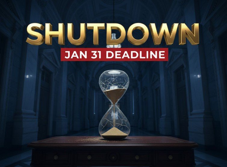 united states capitol building hourglass shutdown deadline concept