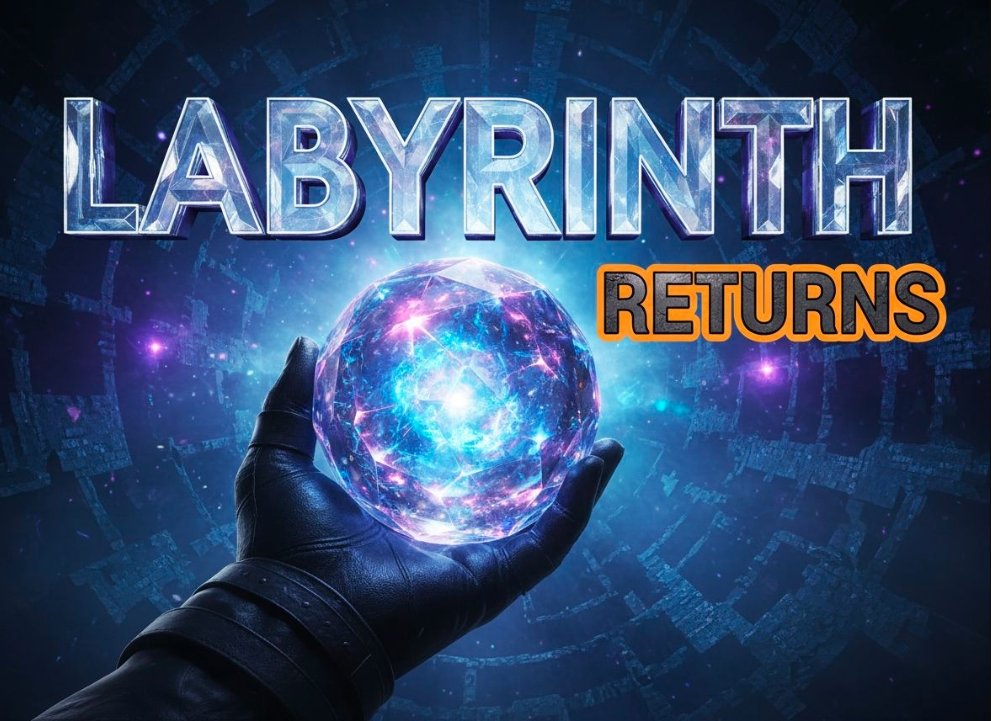 David Bowie Goblin King Jareth holding crystal ball fantasy background