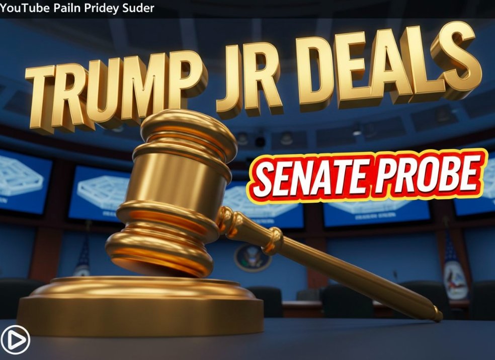 Donald Trump Jr silhouette against government building background audit documents