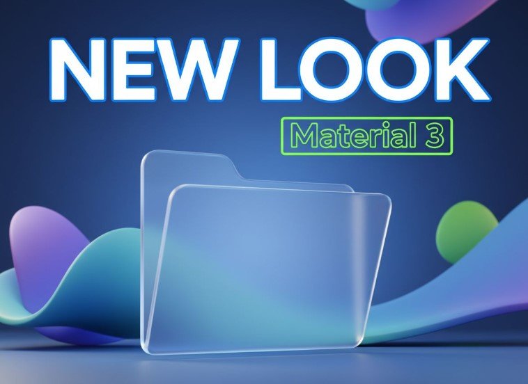 Google Drive Android app interface showing new material 3 container design