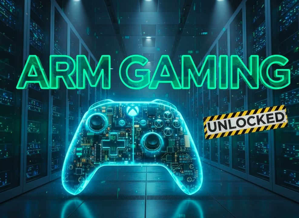 Neon glowing Xbox logo on Snapdragon chip circuit boardAI IMAGE PROMPT: A viral, hyper-realistic YouTube thumbnail with a Tech atmosphere.