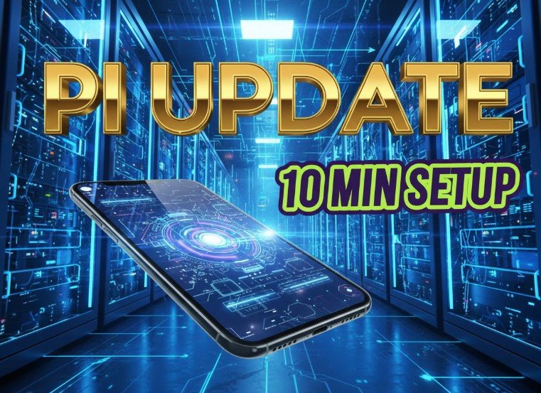 Pi Network mobile application interface on smartphone screen with digital coin graph background