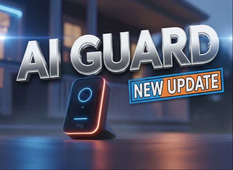 Ring security sensor device on modern porch background