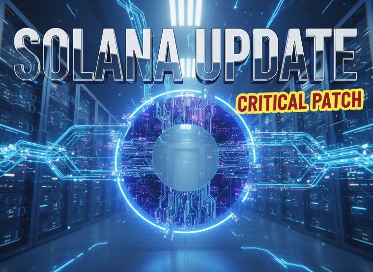 Solana blockchain validator node code screen with digital network background