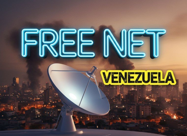  Starlink satellite dish receiver on rooftop with Caracas skyline background