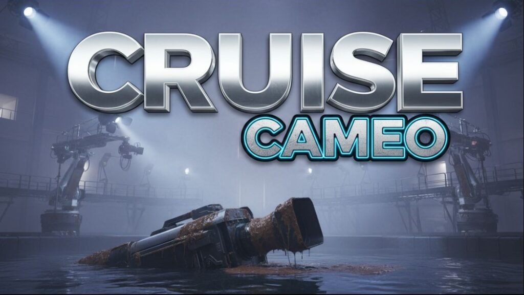 Tom Cruise holding movie camera on Star Wars water set