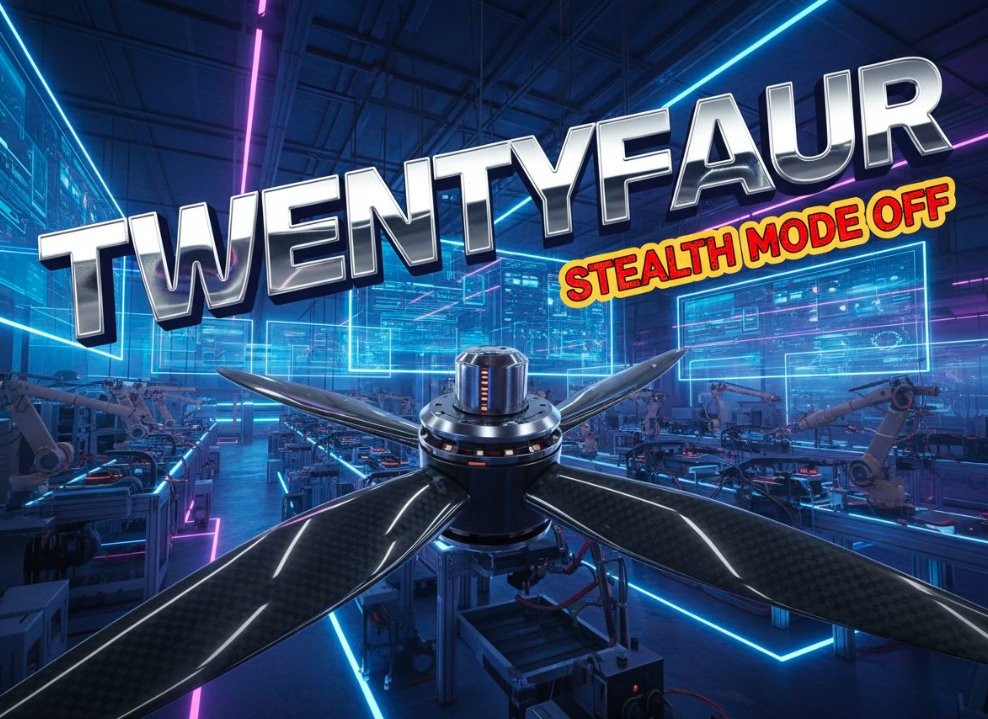 Twentyfour Industries 10 inch quadcopter drone flying over european field