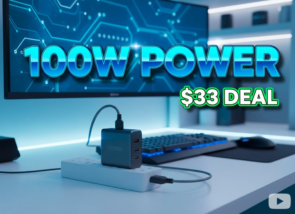 UGREEN Nexode 100W GaN charger plugged into wall socket