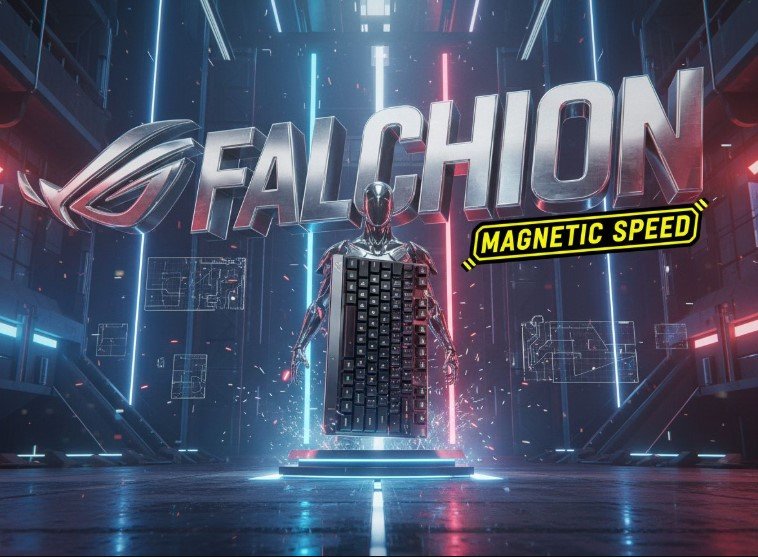 White ASUS ROG Falchion Ace 75 HE gaming keyboard on desk