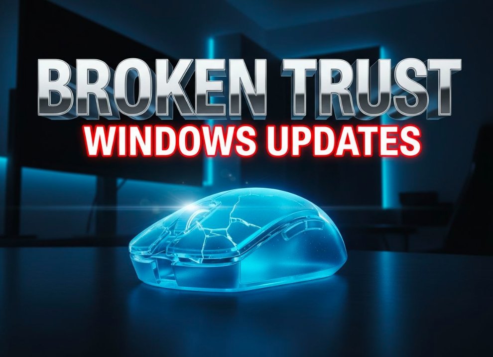 Windows 11 desktop screen with error message and frustration concept