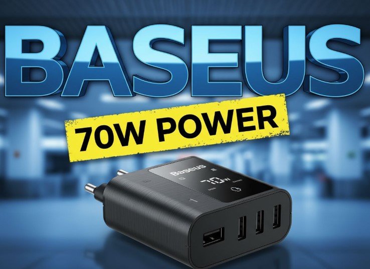 baseus 70w gan universal travel adapter black charger