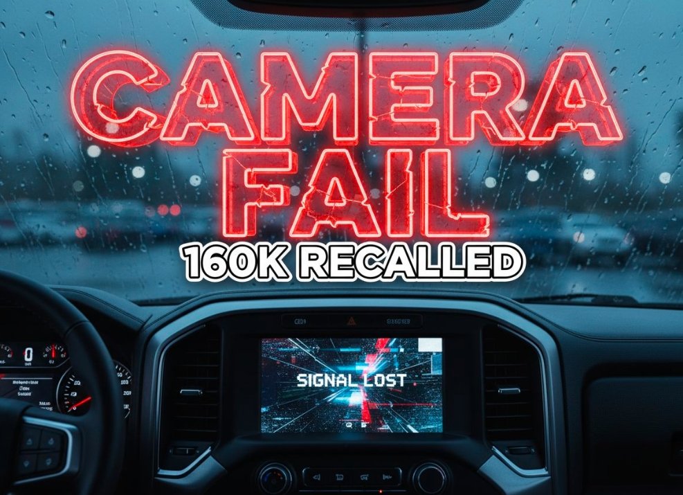 dark grey toyota tundra pickup truck rear view camera display glitch screen